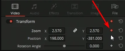 Setzen Sie den Start-Keyframe auf Zoom