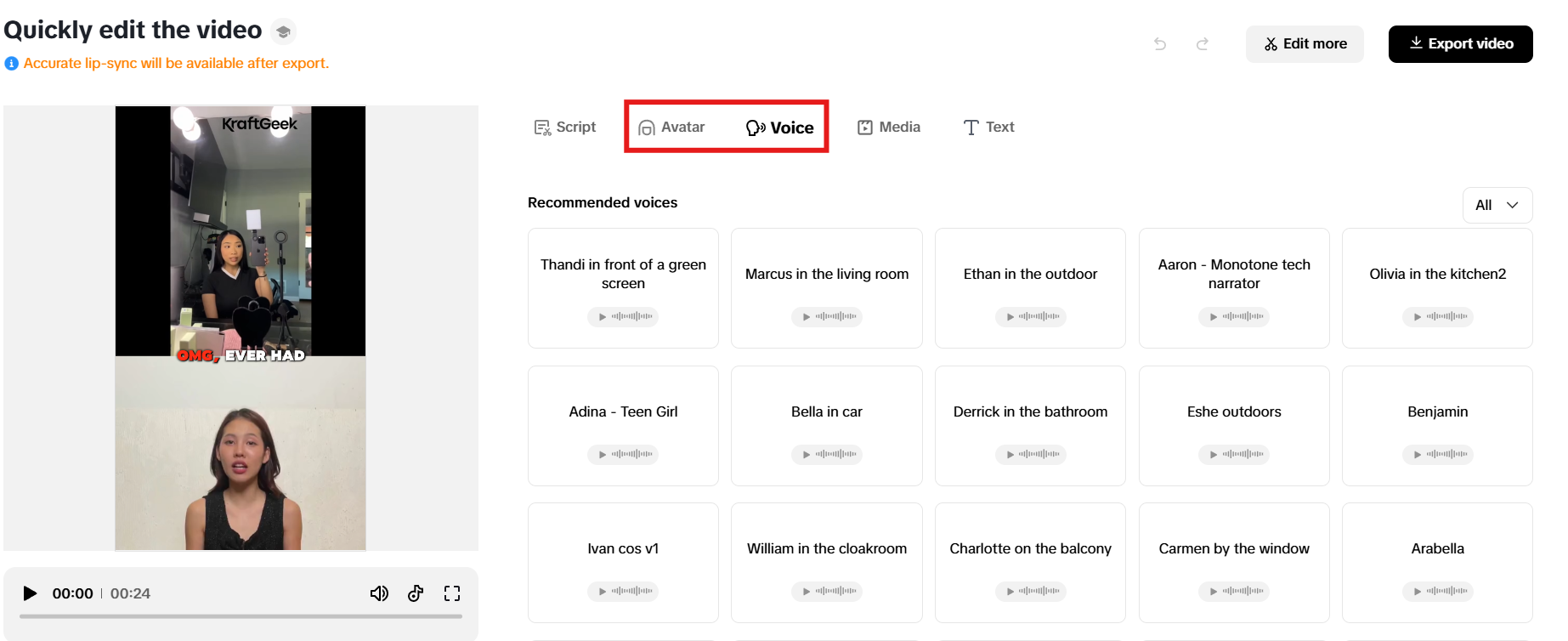 Customized avatars and voice