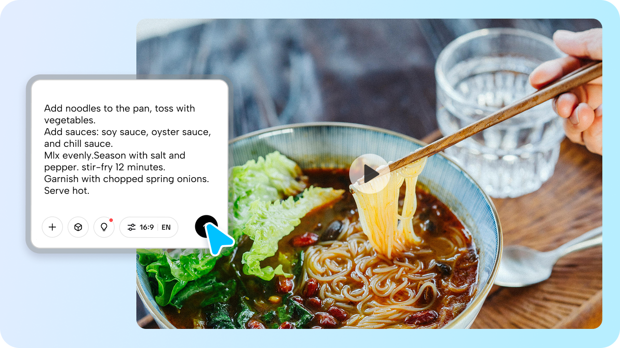 Create cenematic recipe videos