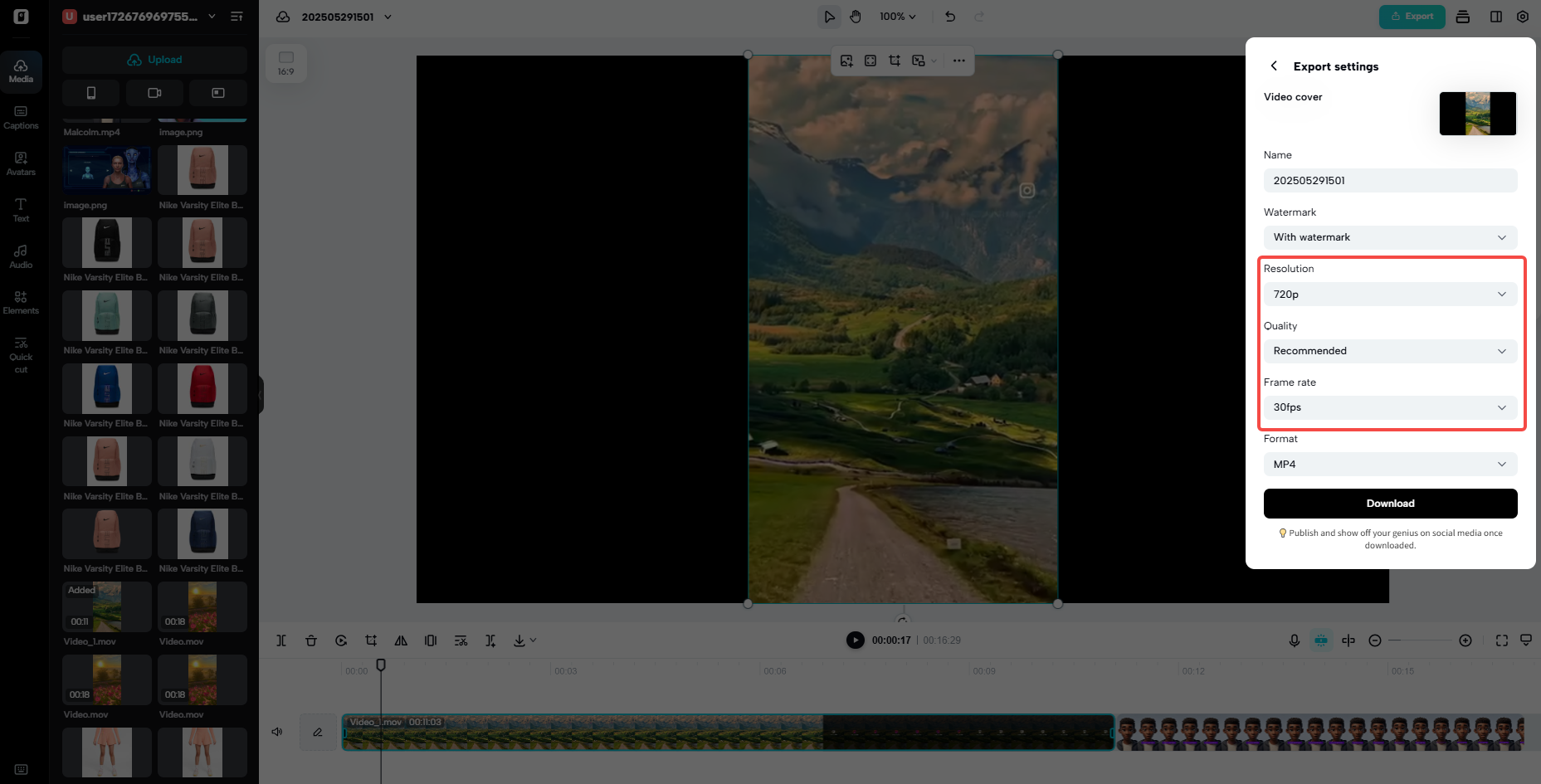 Pag-aayos ng resolusyon at frame rate