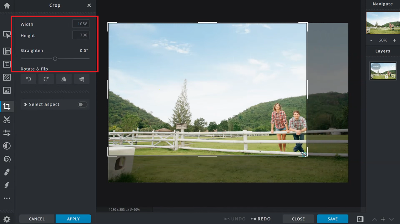 Select the image layout to start the process of how to crop images in Pixlr