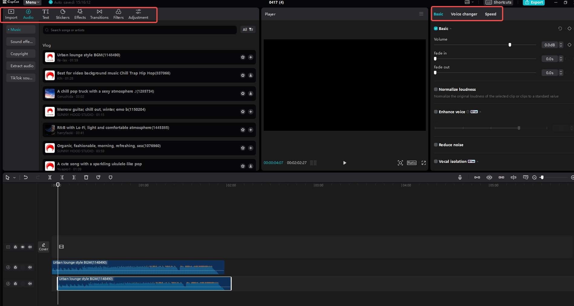 Edit audio