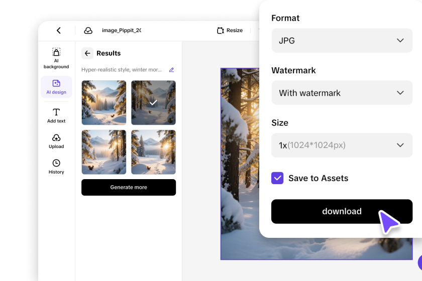 Step 4: Export, schedule & publish—export dialog, platform icons, calendar scheduling.