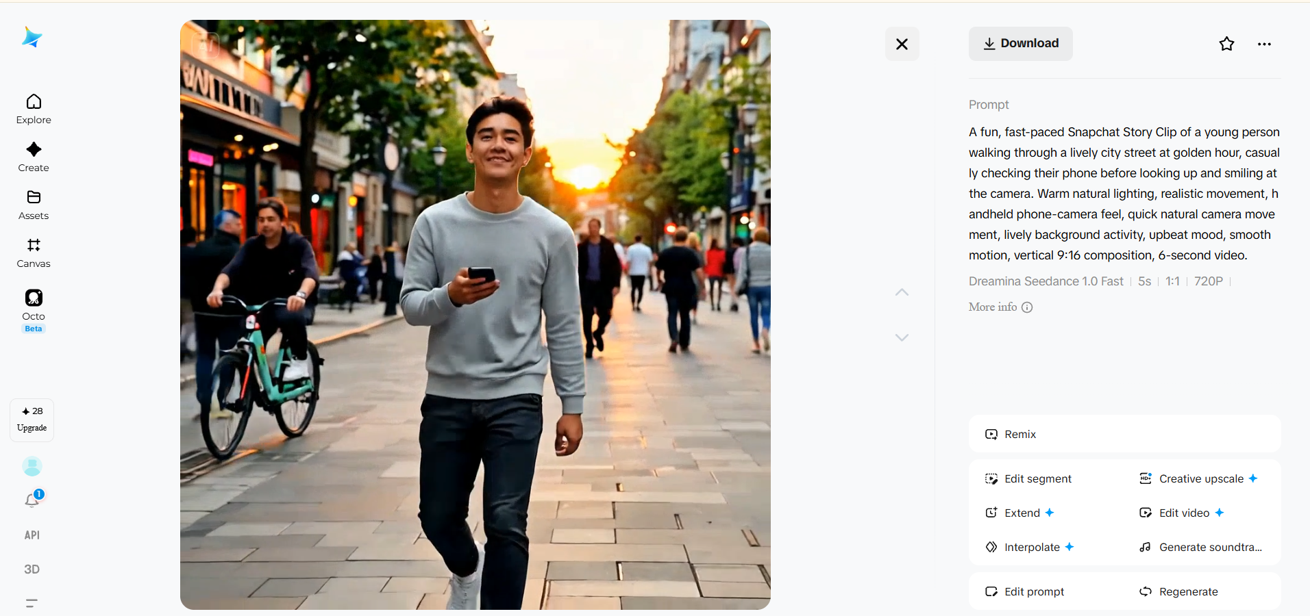Generato un video Snapchat Story verticale da un prompt di testo
