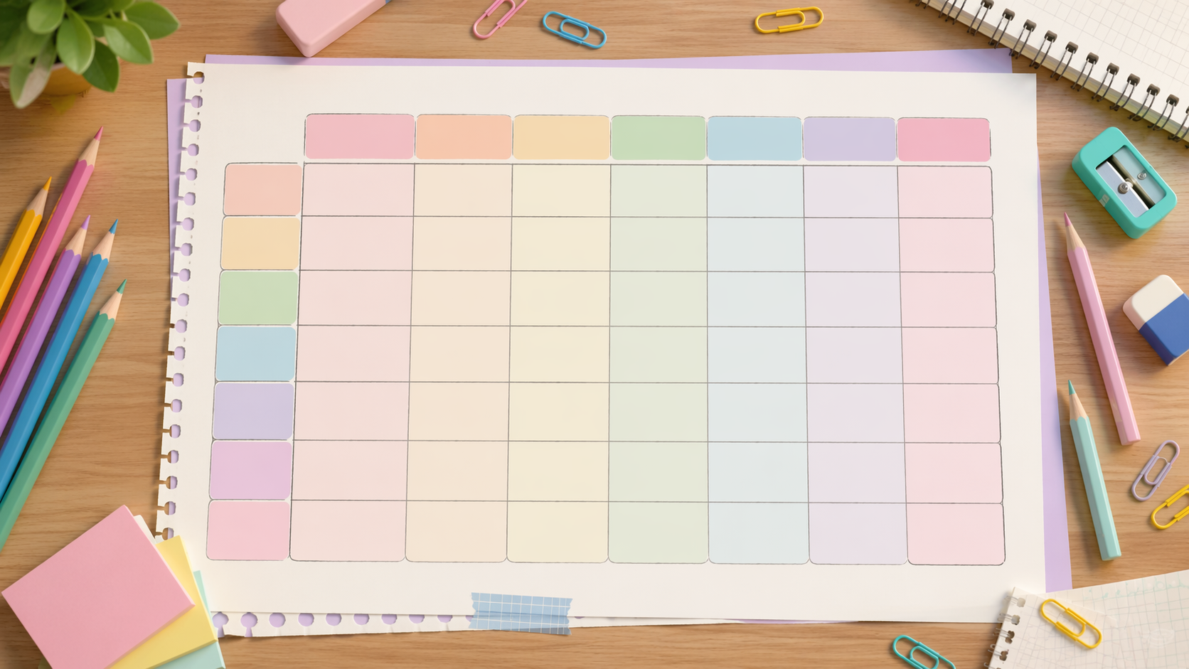 Plantilla de dreamina jadwal pelajaran, ejemplo 1: Horario en blanco colorido