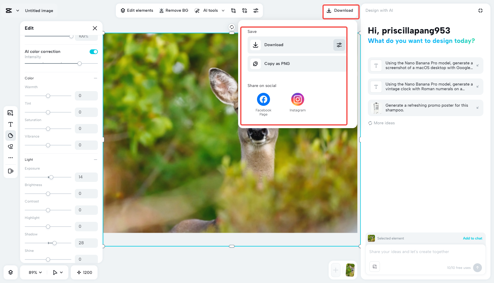 Download and share your final image