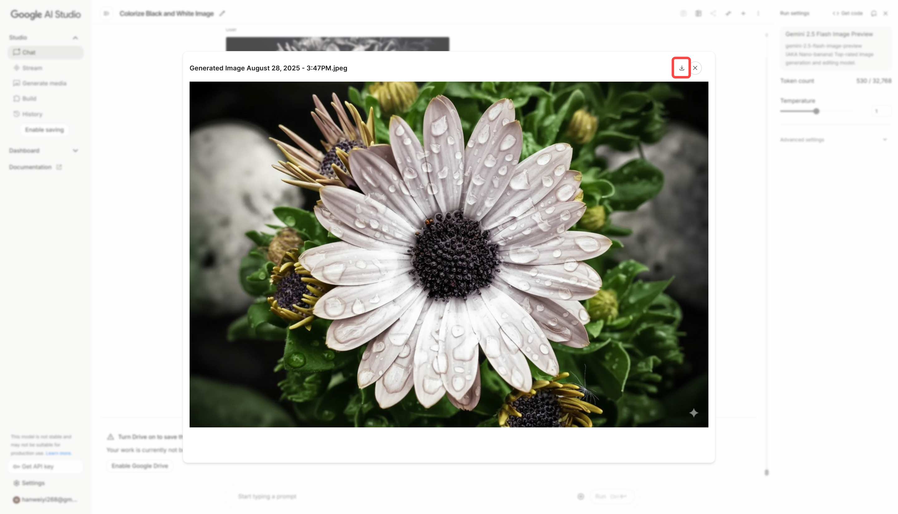 Downloading the colorful image from Nano Banana