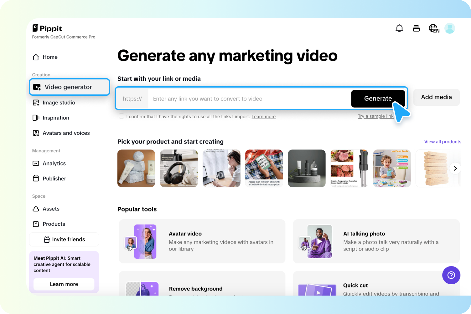 Carica link ai prodotti o contenuti multimediali