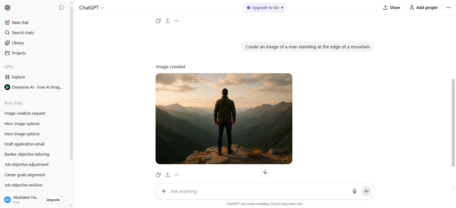 ChatGPT image generation