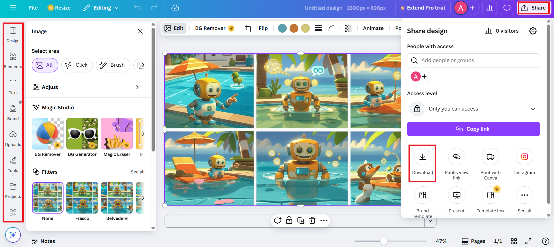 Edit and download