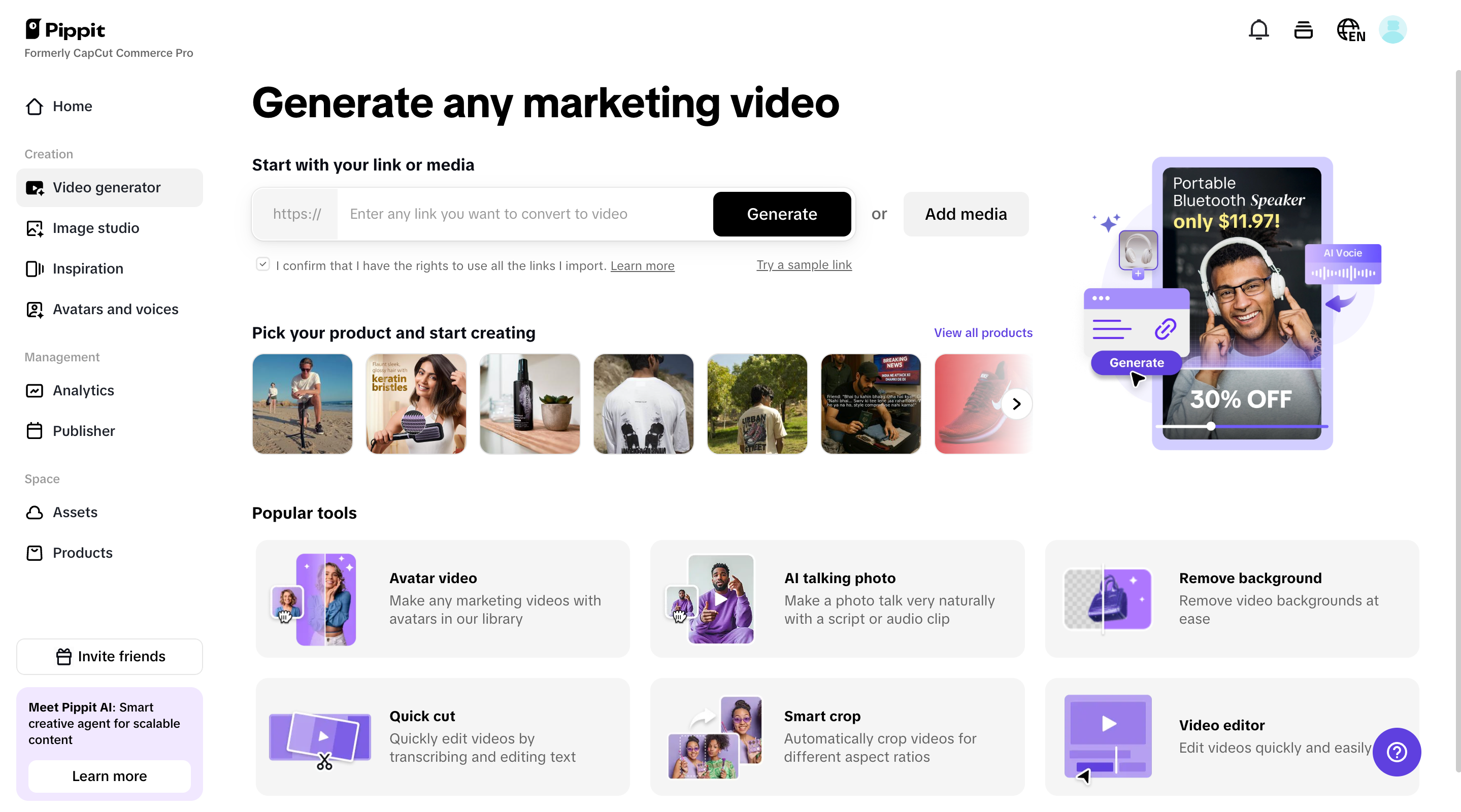 Go to the video generator