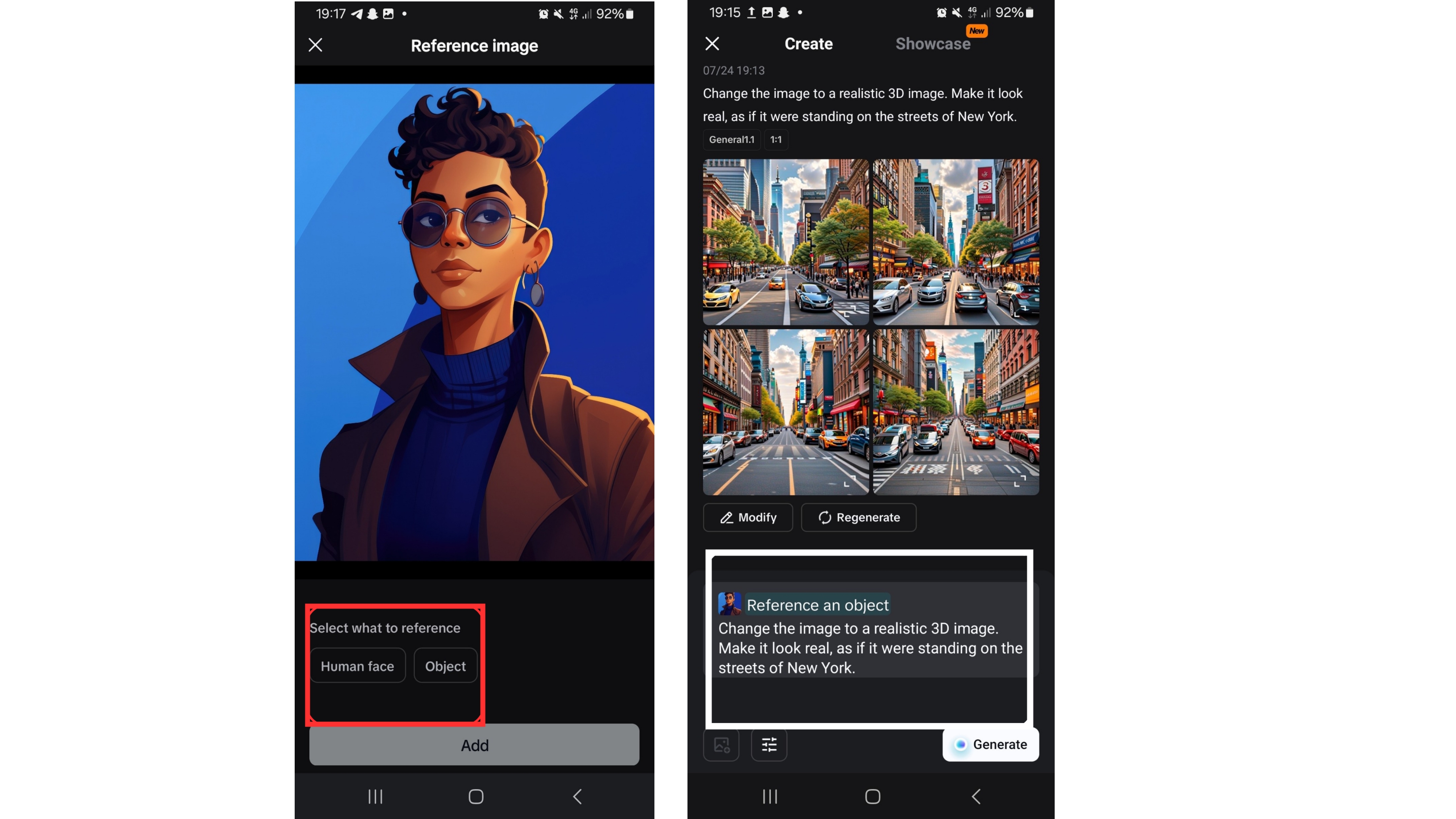Upravit obrázky Android - AI pozadí - Generovat AI pozadí