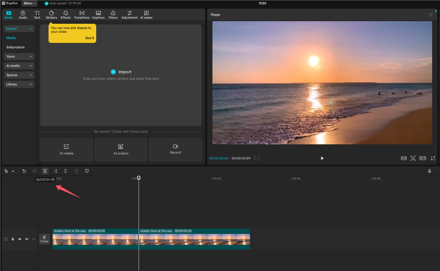 Edit video clips in CapCut