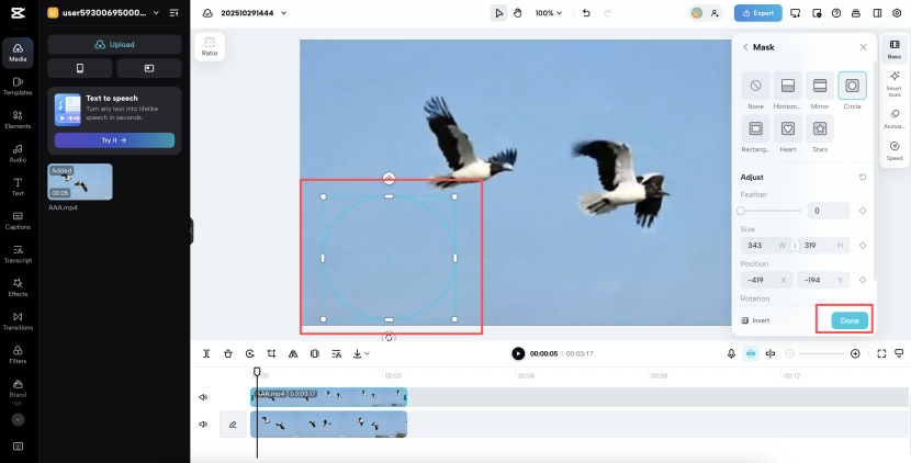 move the mask to a blank area