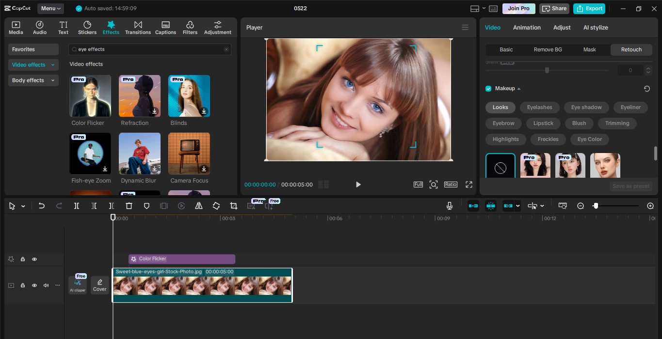 The interface of the CapCut desktop video editor