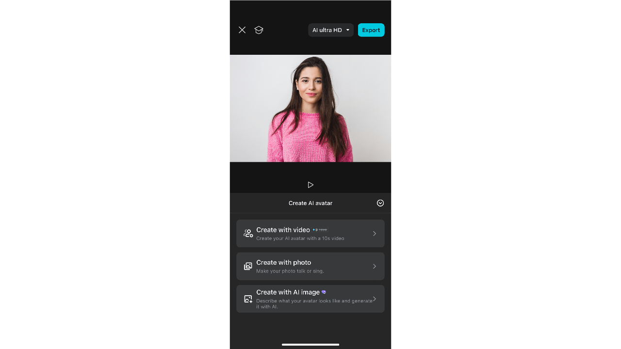 Choose your avatar creation method