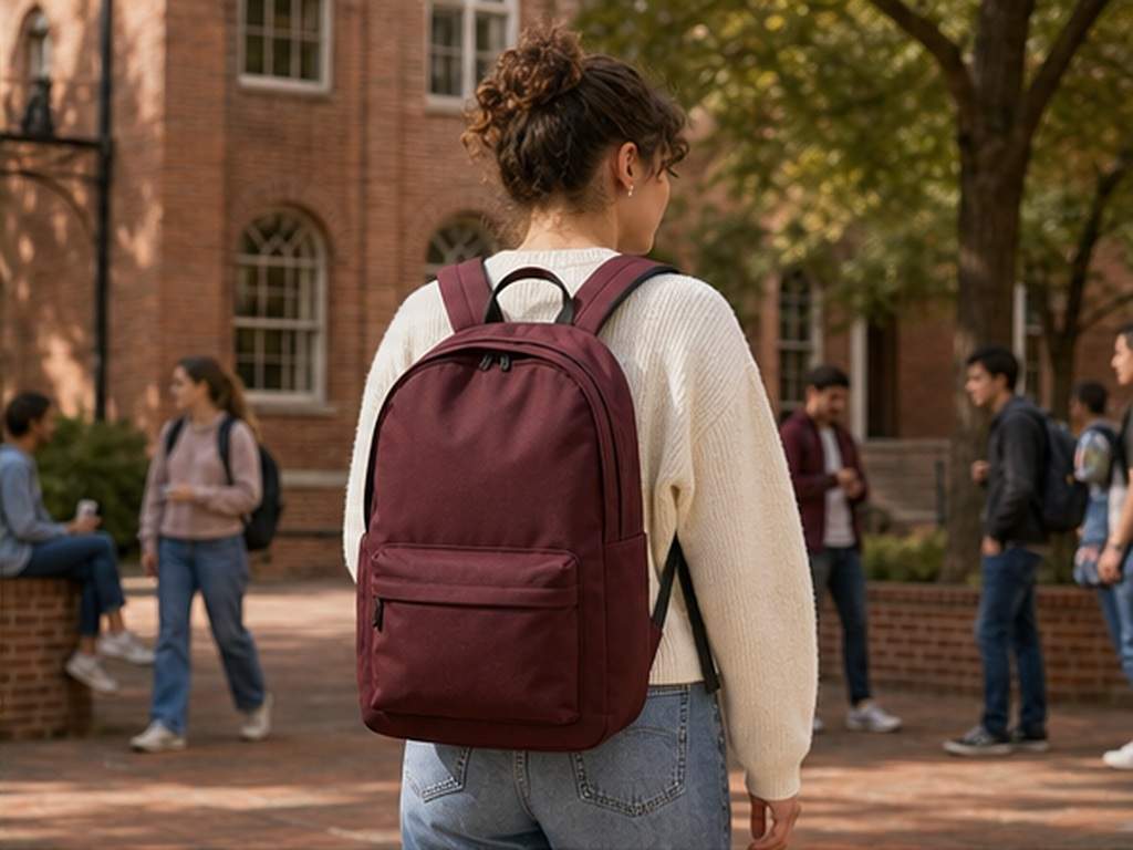Virtual Backpack Try On Video prompt example 3 - Campus backpack look