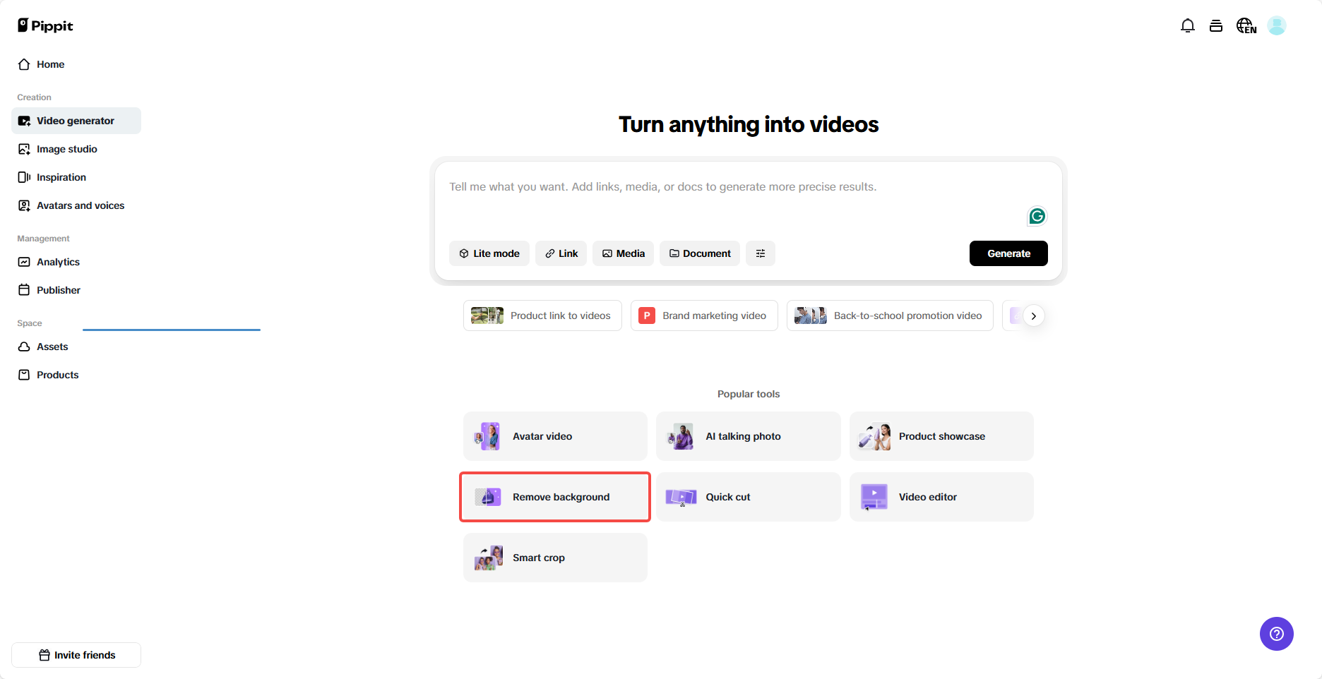 Remove background instantly