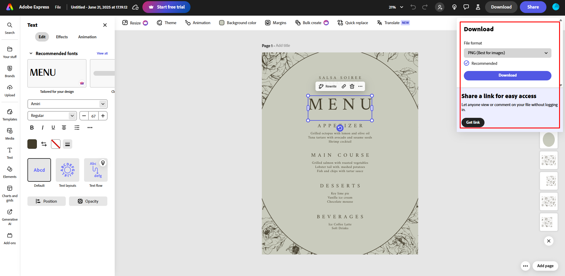 Anpassen und Speichern eines Flyers in Adobe