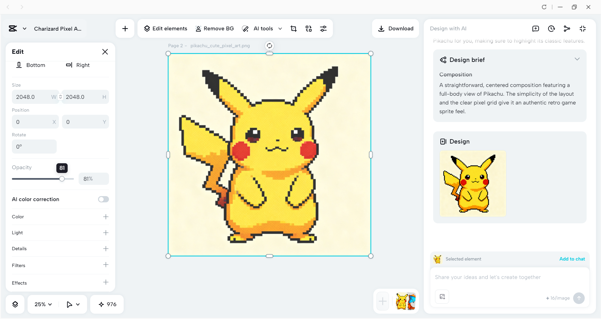 Interface of the CapCut desktop video editor - an alternative tool to generate pixel art