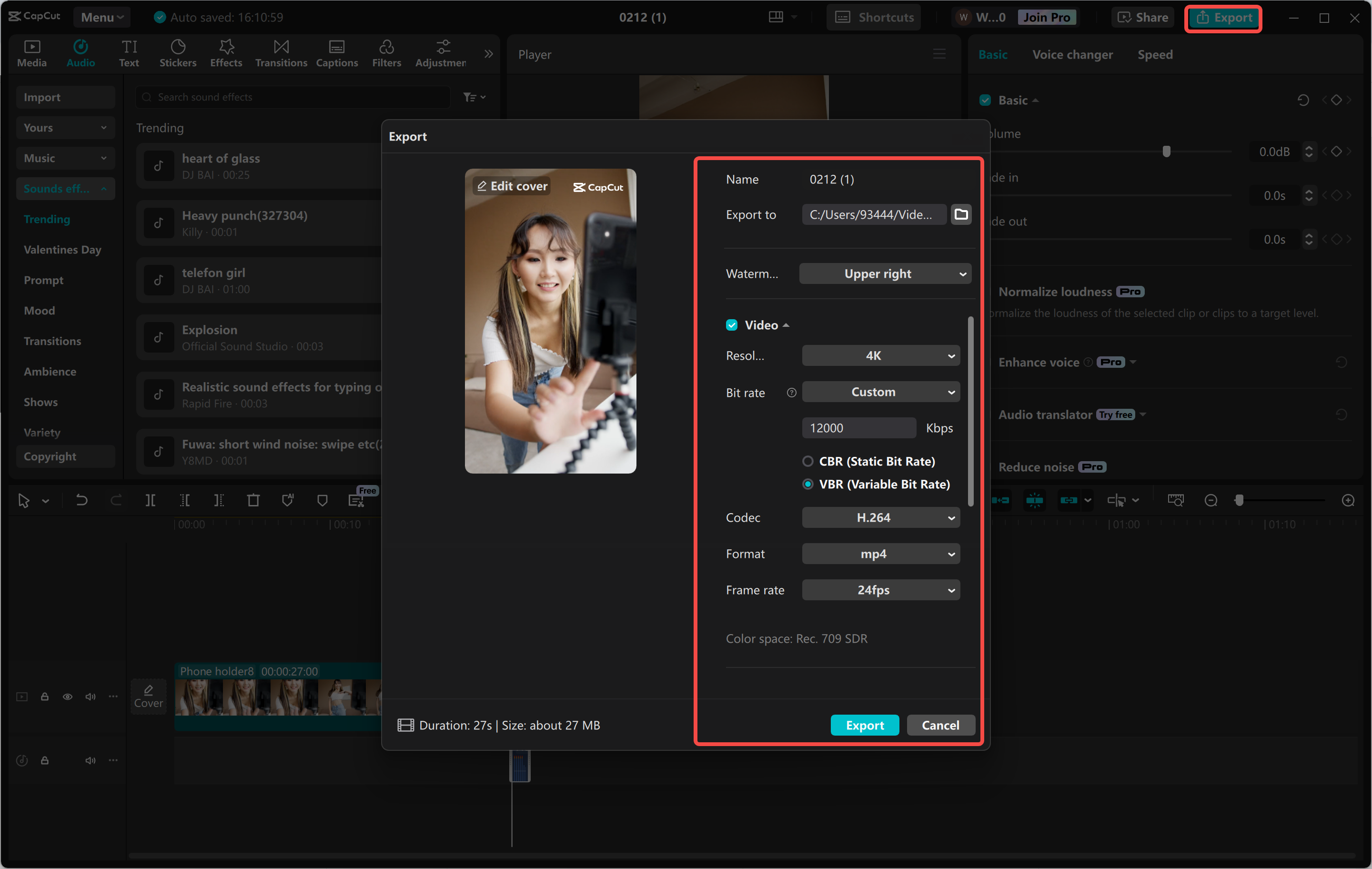 Exportación de vídeo animado de alta calidad desde el CapCut editor de vídeo de escritorio