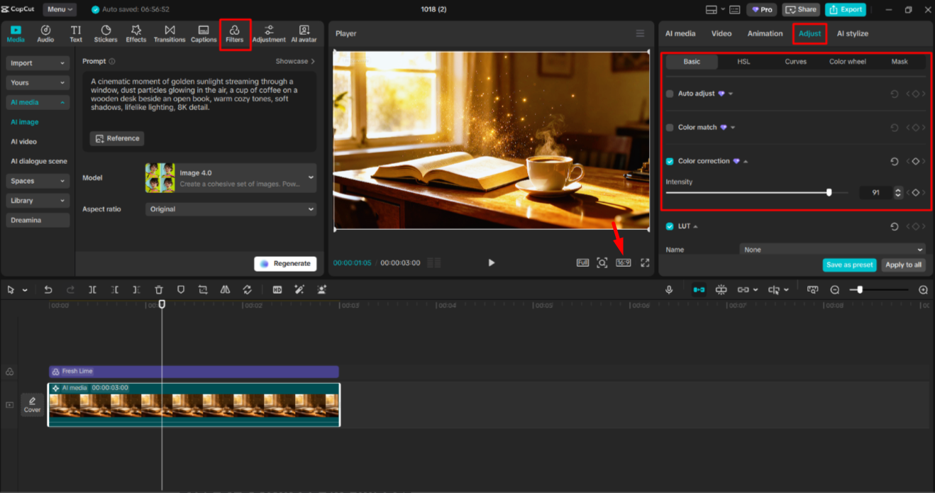 Editing AI images in the CapCut desktop video editor