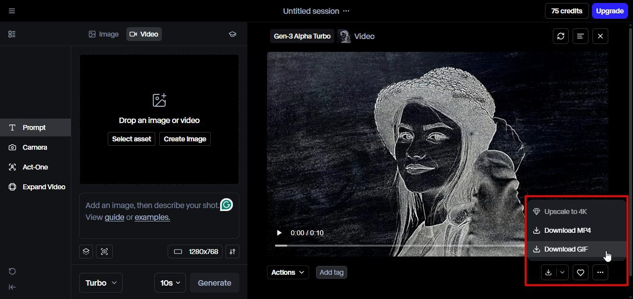 exporting video from Runway AI