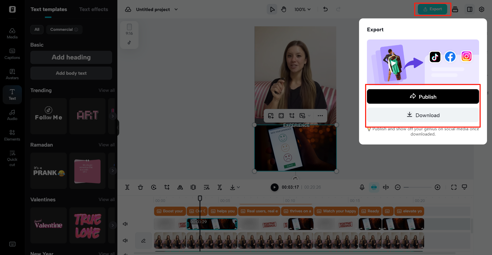 Exportar vídeo final