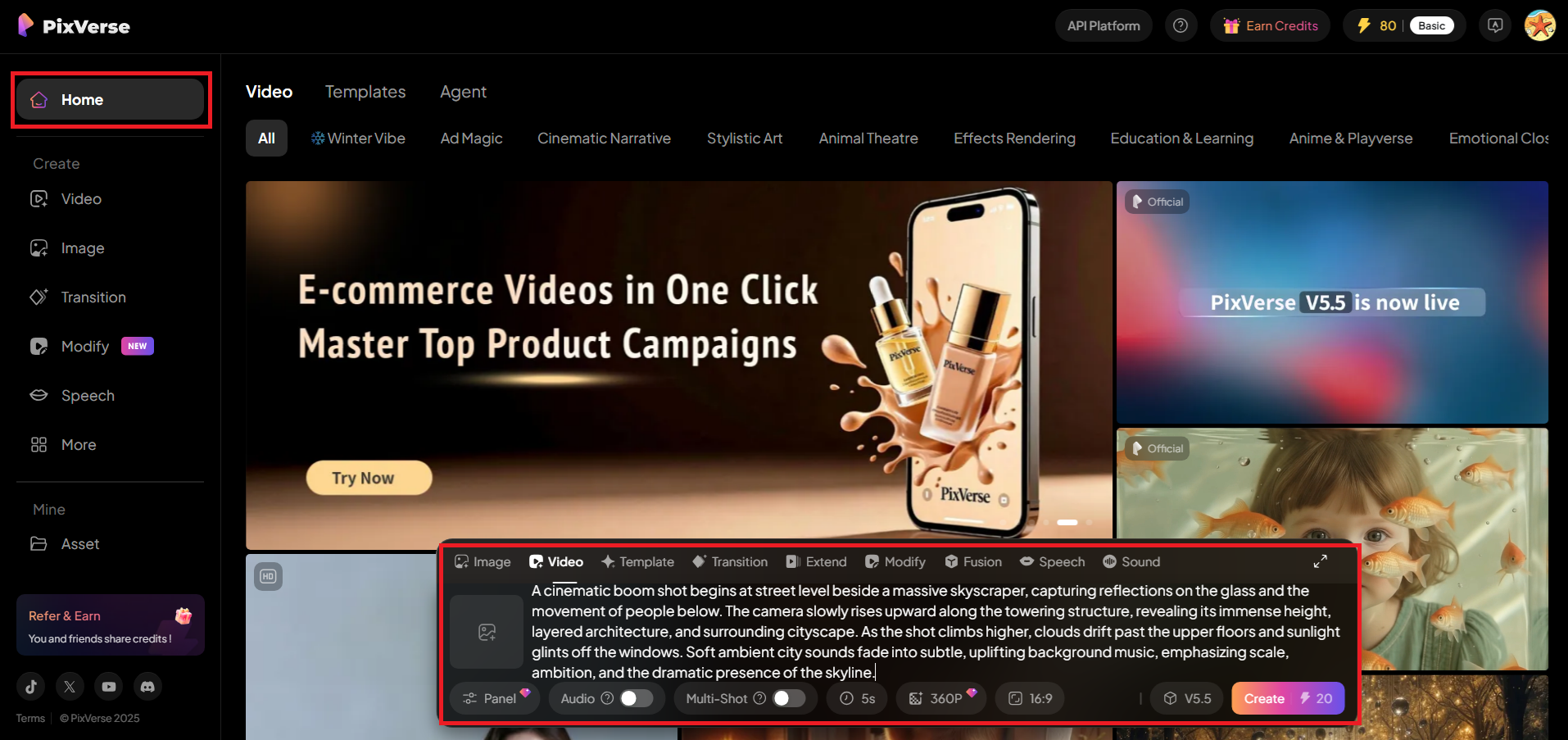 Beschreiben Sie Ihre Szene und legen Sie Videoeinstellungen fest