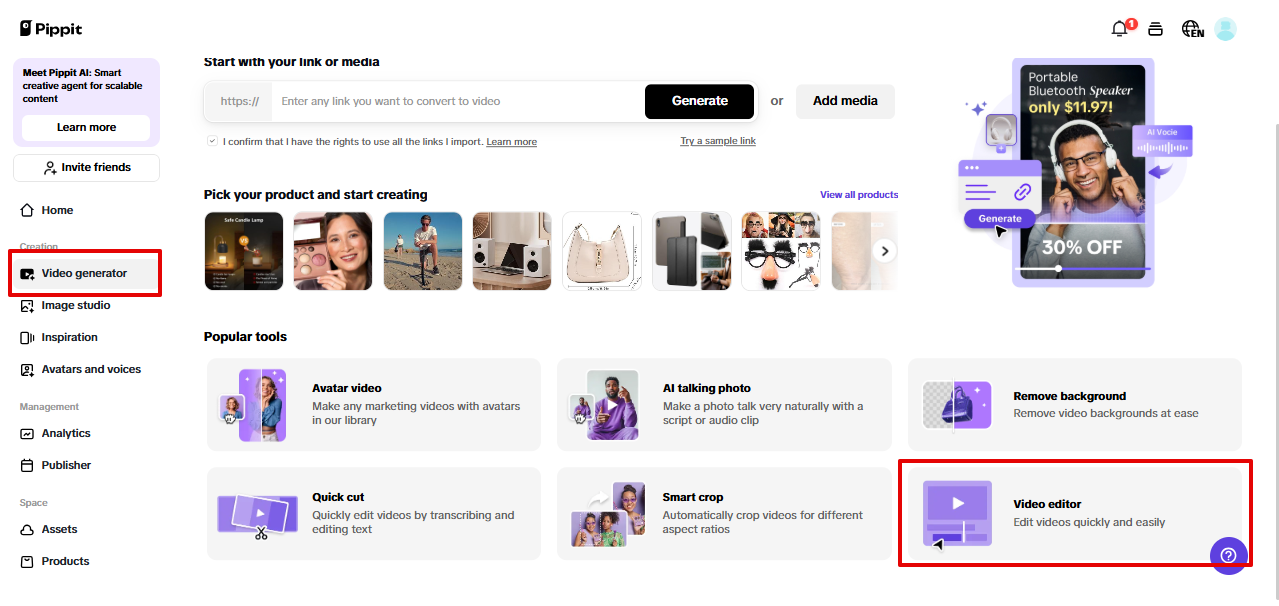 Accessing video editor