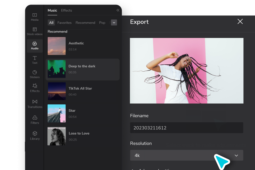 Lägg till musik och exportera