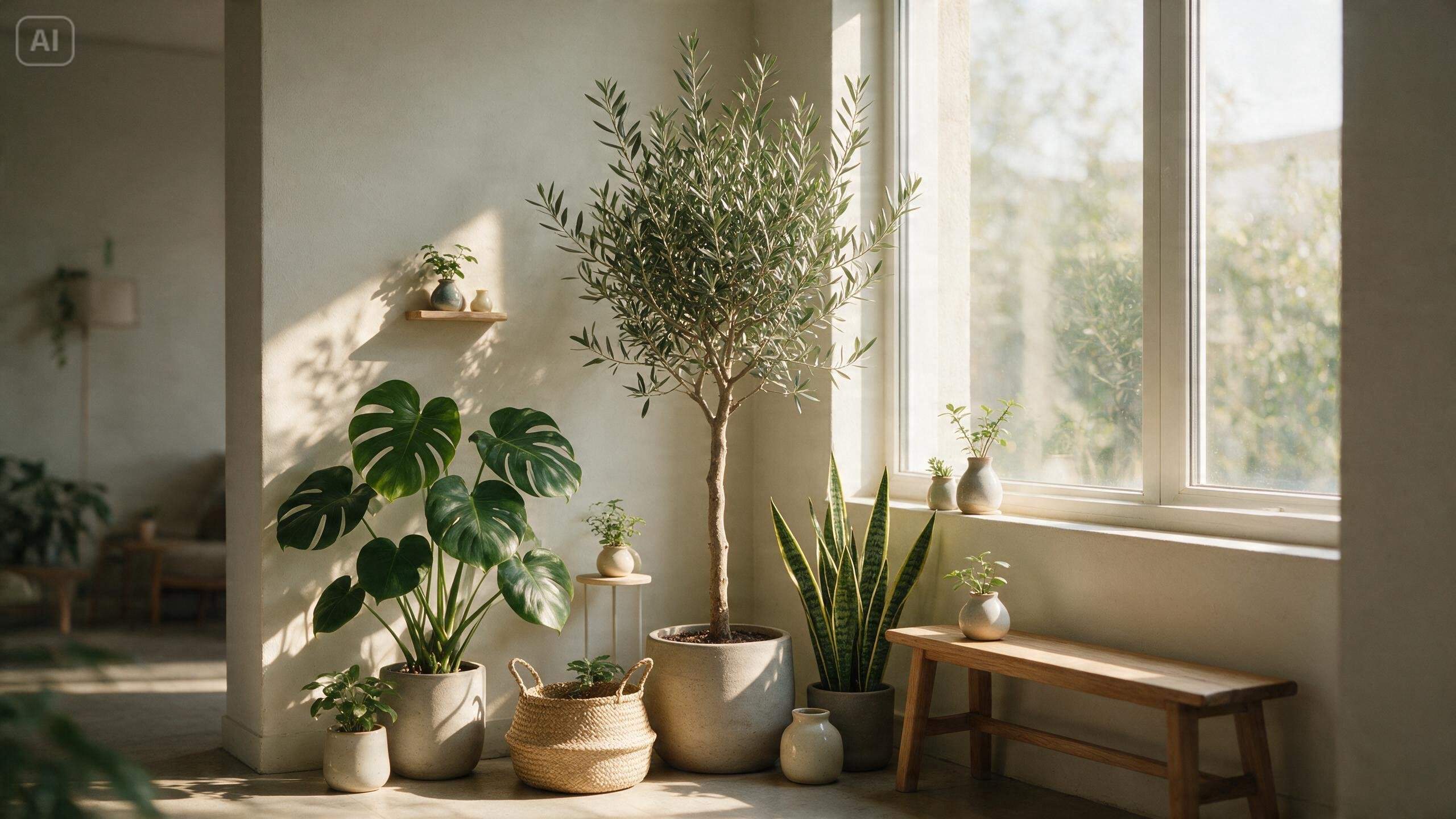 Prompt for an indoor plant design corner