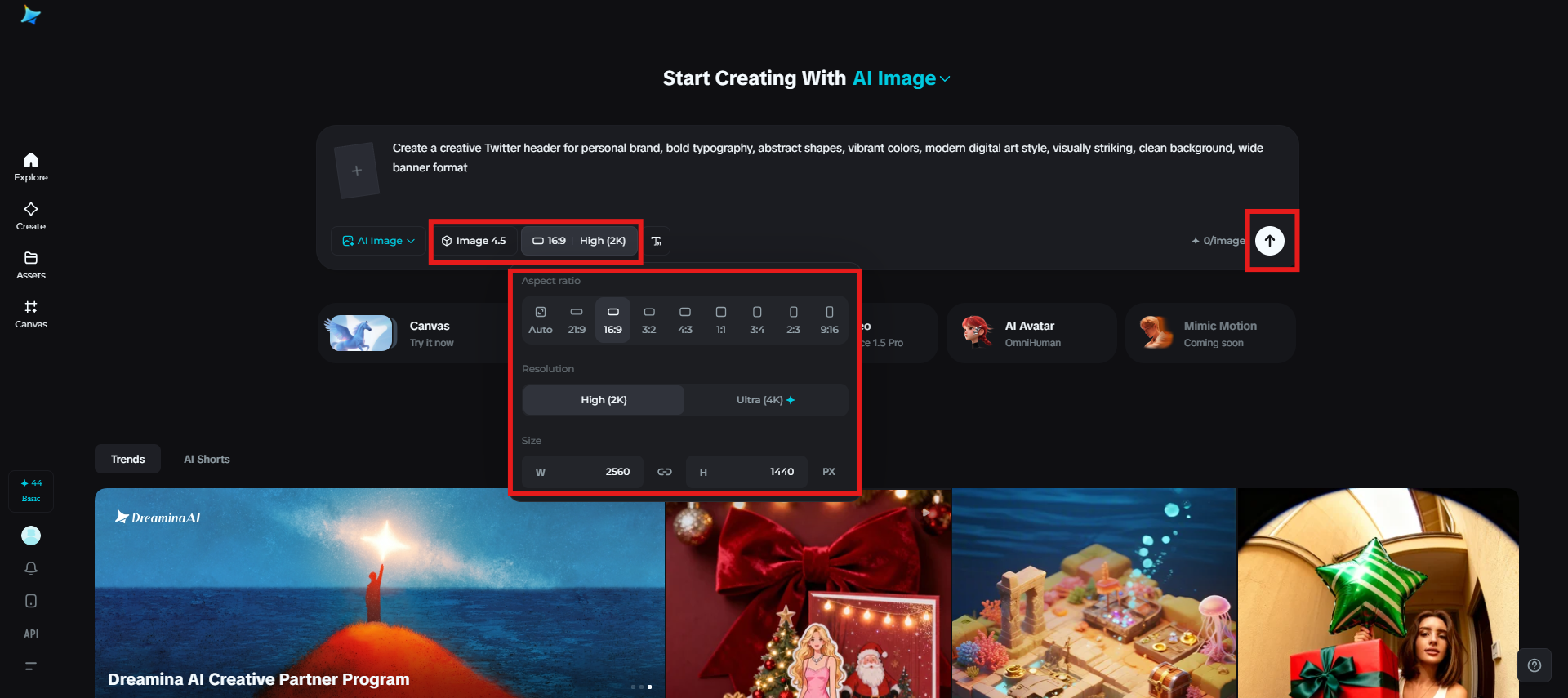 Select the model and adjust settings