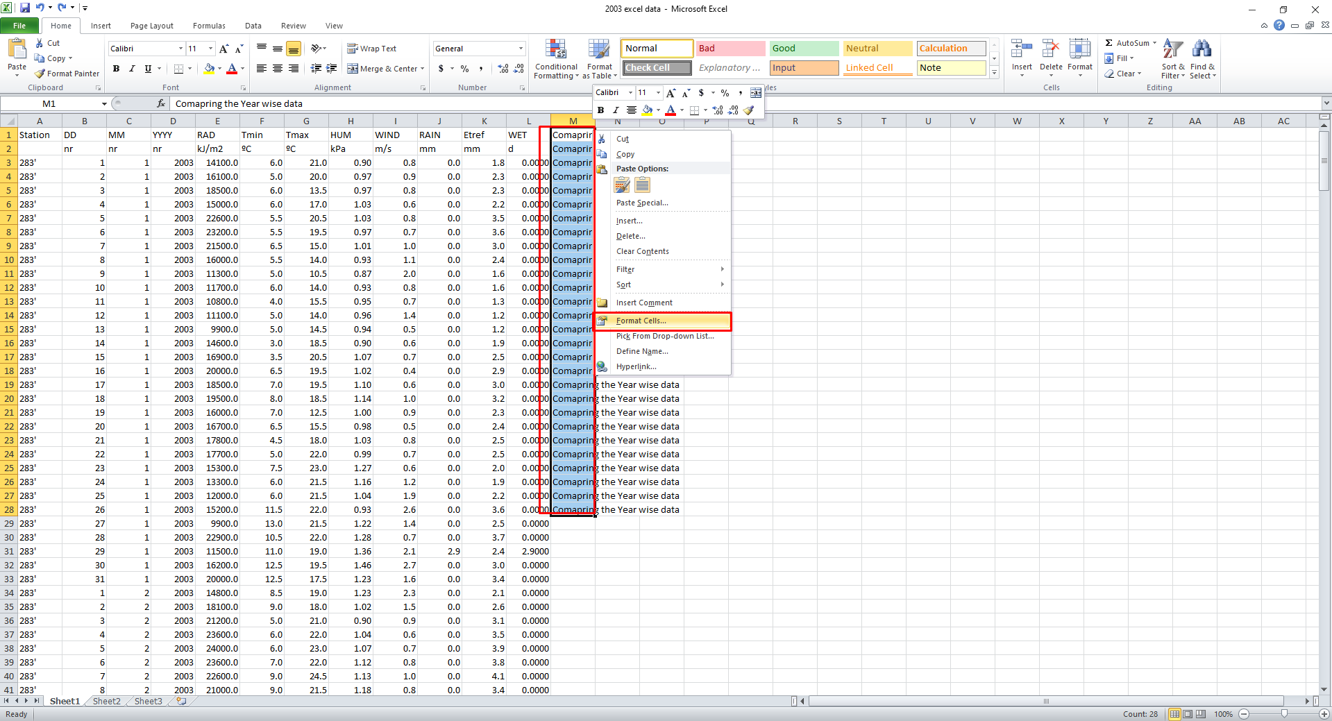 I-right-click ang opsyon sa format