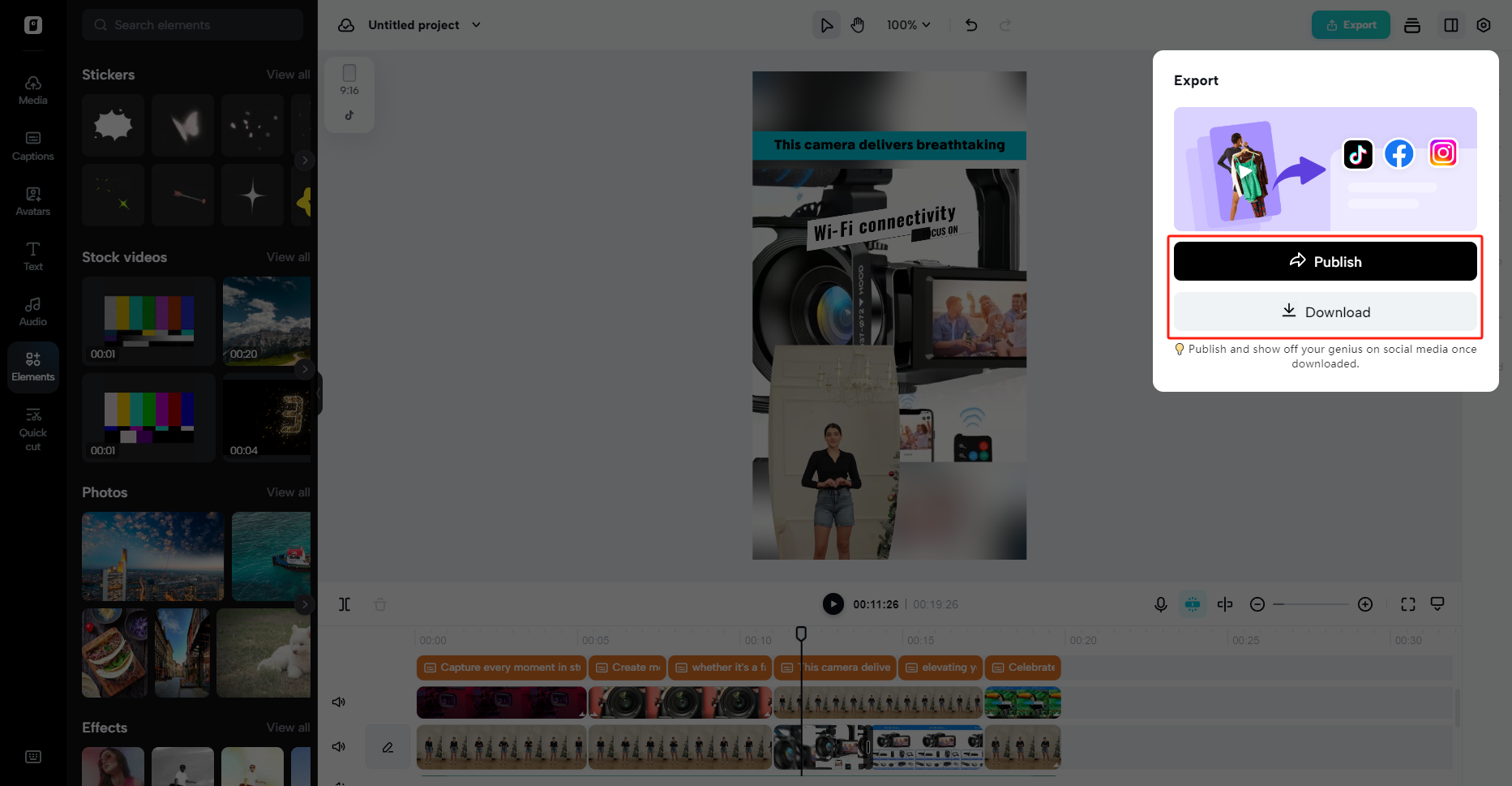 Export the video