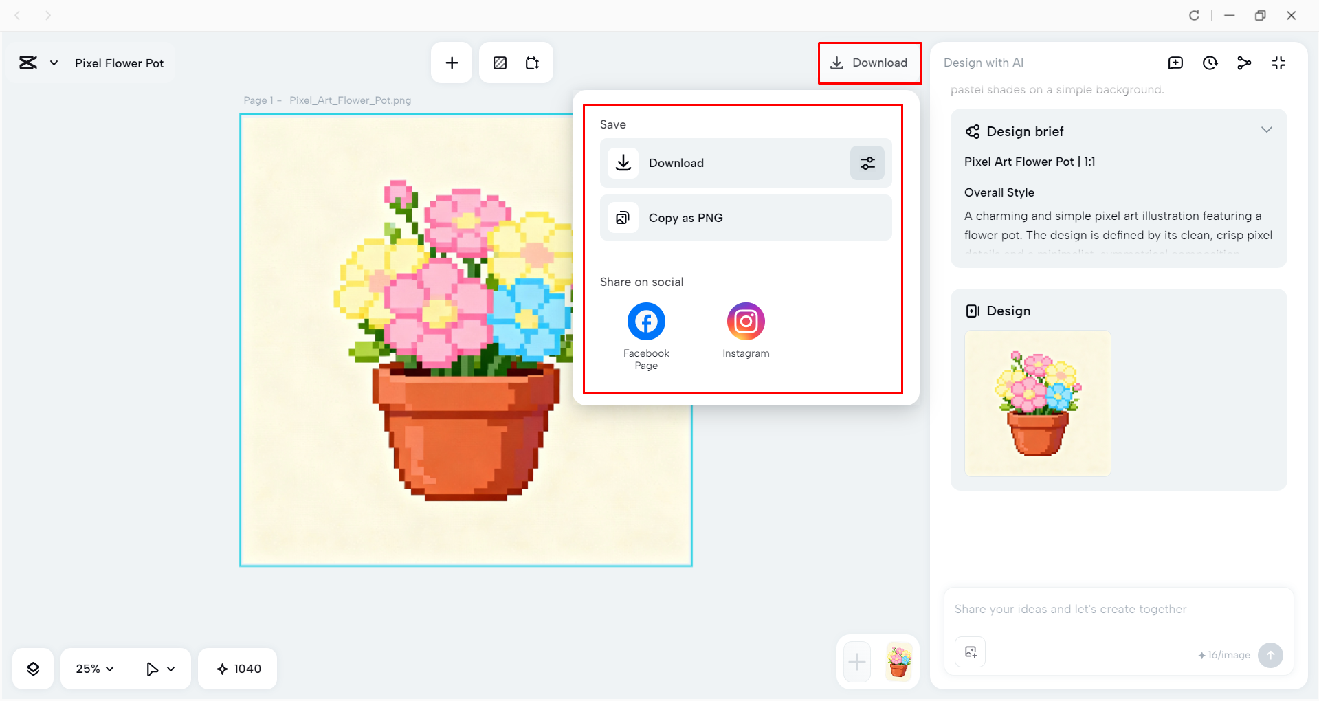 Downloading the poster from the CapCut desktop video editor
