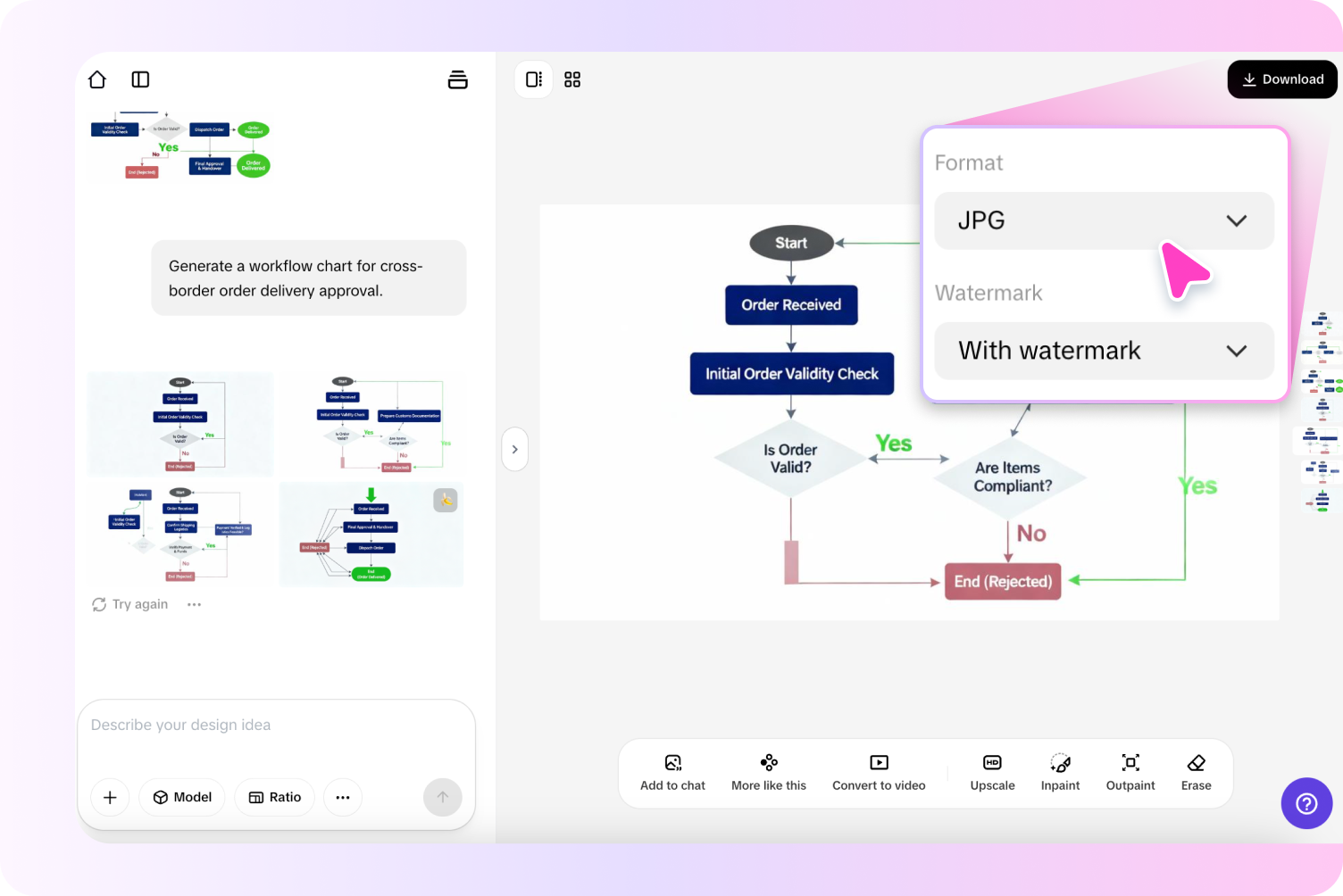 download final flowchart image pippit