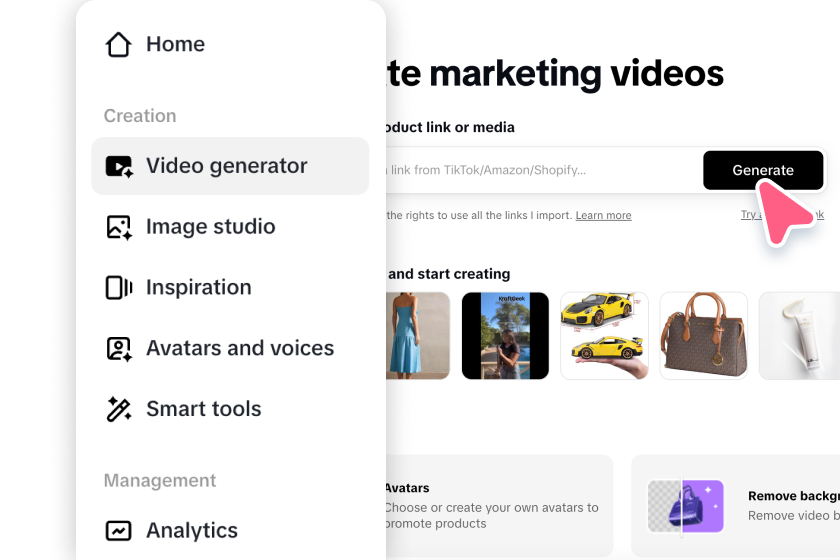 Geben Sie einen Produktlink ein und generieren Sie