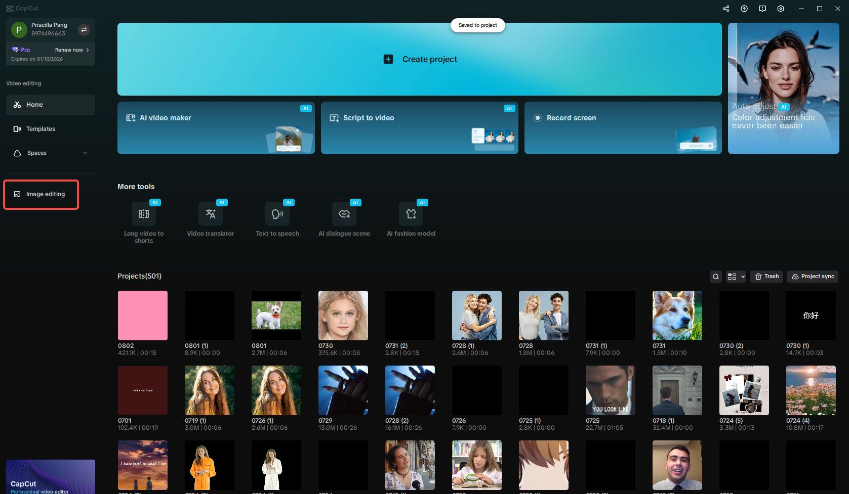 Launch CapCut and add your image