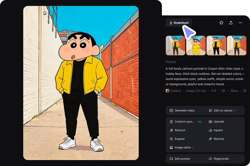 Refine, adjust, and download your cartoon