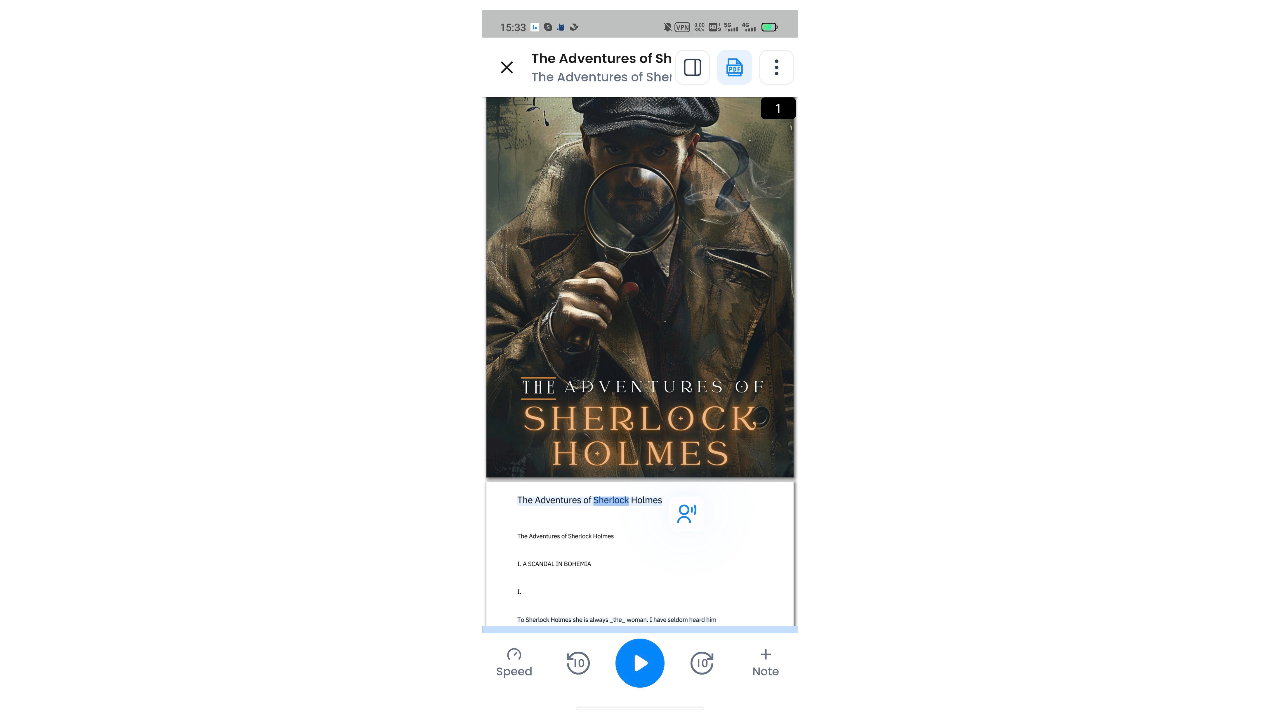 Using Listening mobile app for generating text to AI speech video