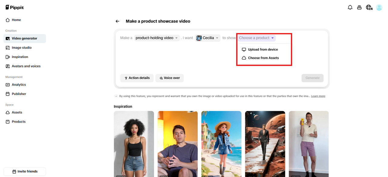 Escolha um produto
