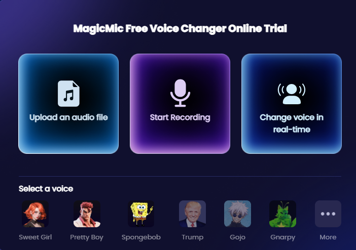 Interface of iMyFone MagicMic - an easy to use real time voice changer