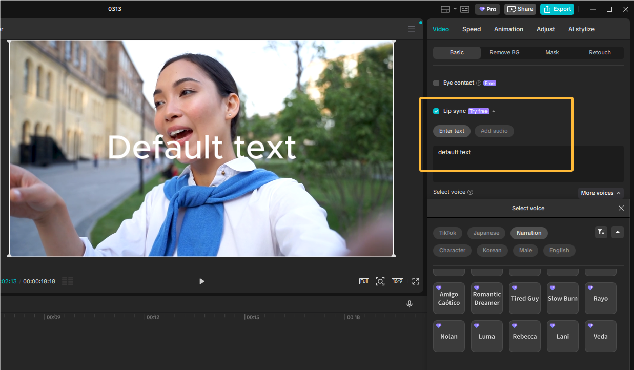 Use a sincronização labial no CapCut no PC