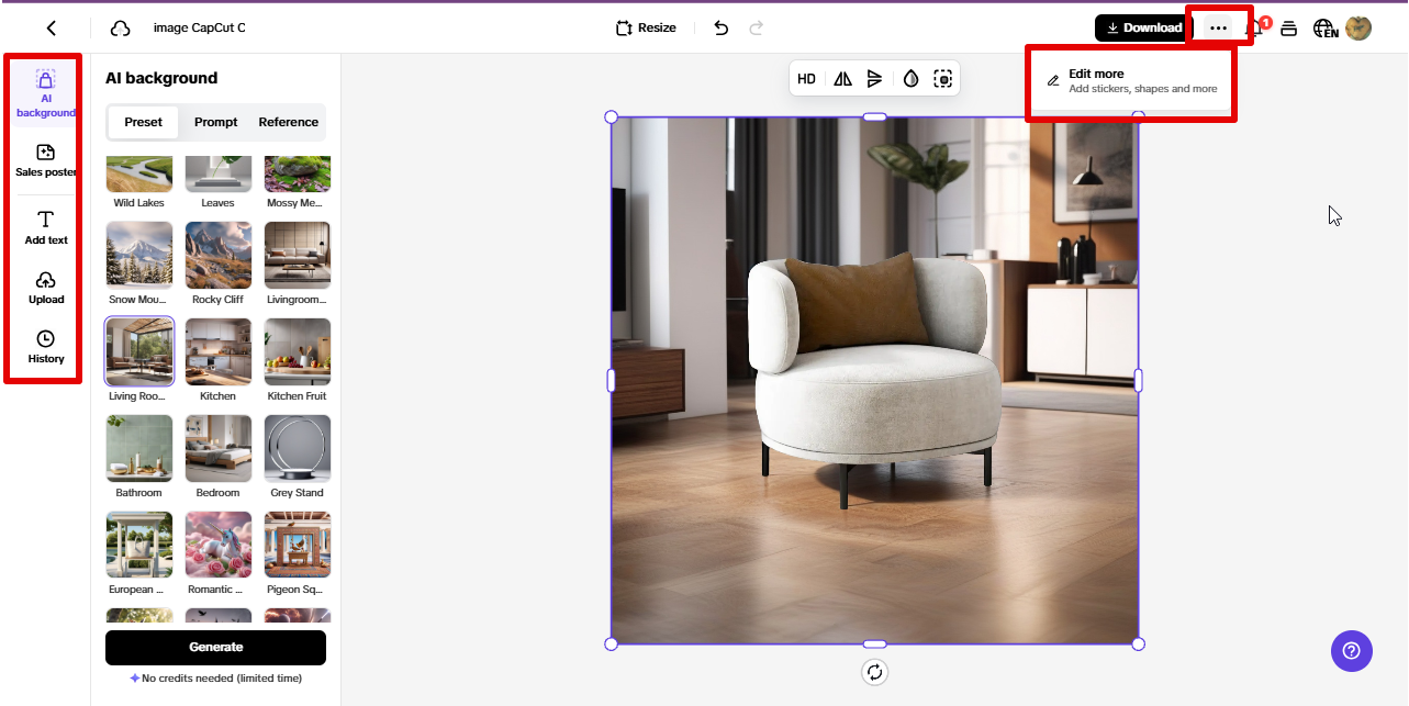creating product image in Pippit