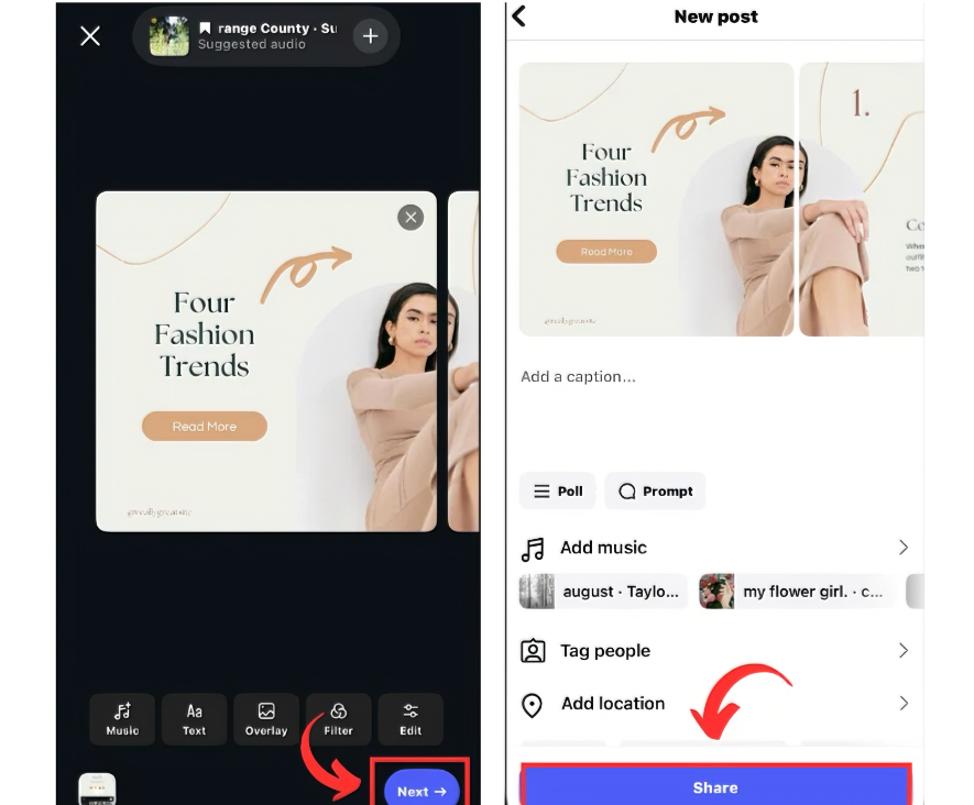 Edit and share the carousel
