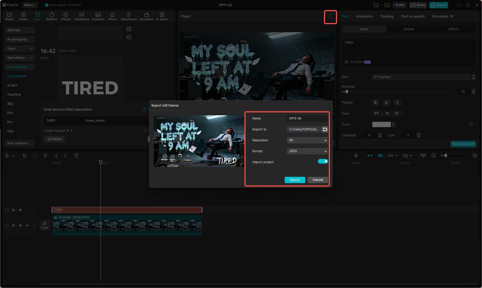 Export your freaky font meme