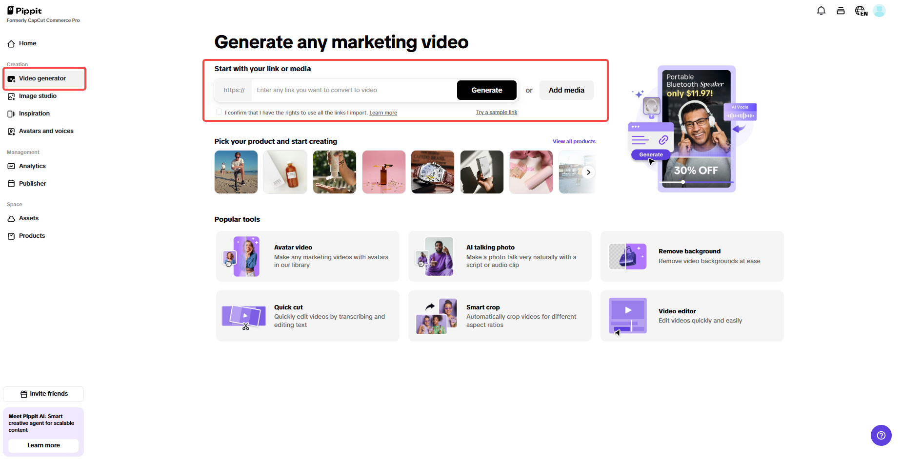 Upload product links and media