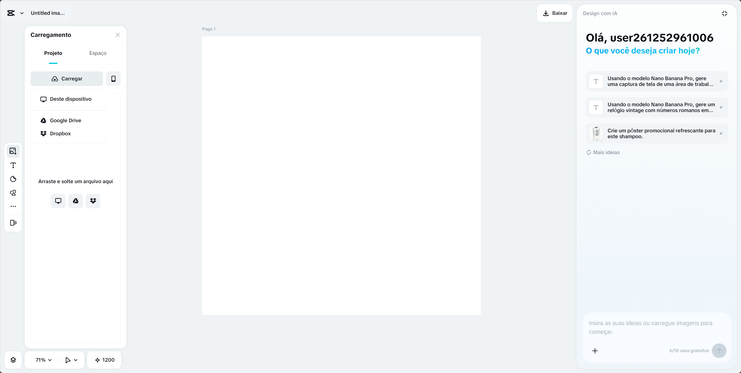 upload the image you want to work with