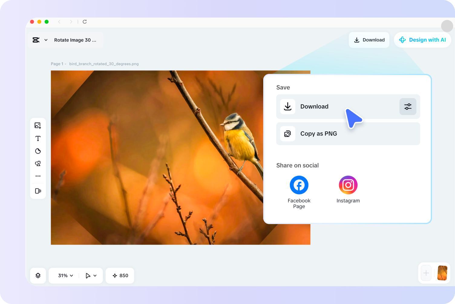 Exporting the final image from CapCut's picture rotator